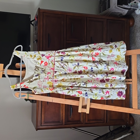 Lands End Cotton Floral Knee-Length Sundress with Pockets - Picture 10 of 12